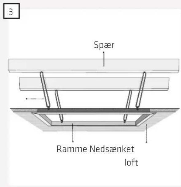 3 Spær Ramme Nedsænket loft