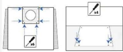 Technical diagram showing two mechanical or structural configurations with labeled components x6 and x4, including directional arrows and dashed lines.