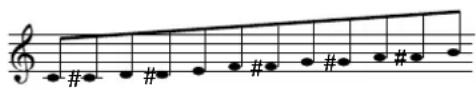 Musical notation staff with treble clef, notes, and rests on a staff
