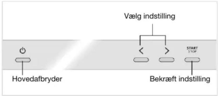 Hovedafbryder Vælg indstilling < > START STOP Bekræft indstilling