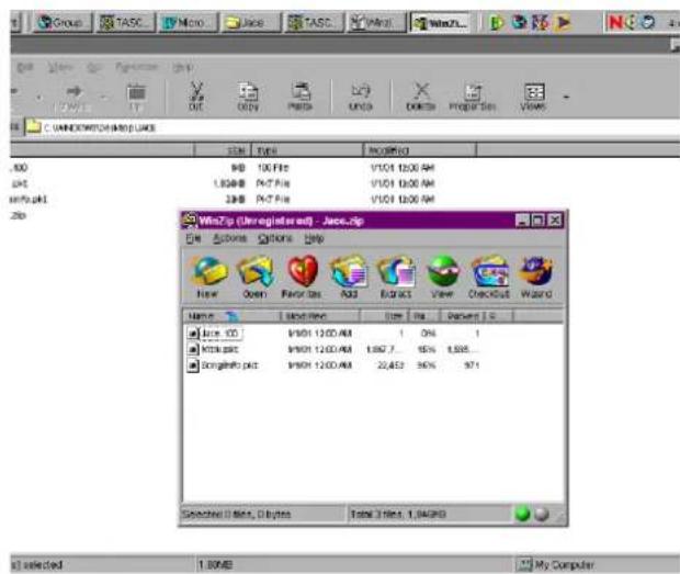 WinZip (Unregistered ID) - Jack.zip File Options Options Help Name Open Power Set Auto Context View Checkout Wizard Jack ID $1001 12:00 AM 1.0% ATCUBSET $1001 12:00 AM 1,067.7 95% 1,888. Scrigbath.pkt $1001 12:00 AM 22,452 95% 971 Selected U files, D bytes Total Files: 1,049MB XJ selected 1.0MB My Computer