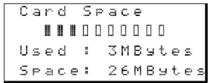 Card Space |||||||||||||||||||||||||| Used : 3MBytes Space: 26MBytes