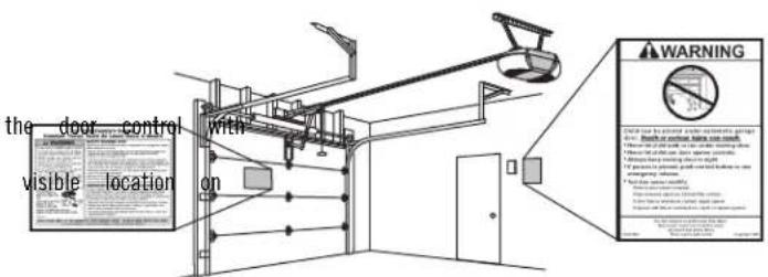 the door control with visible - location on WARNING