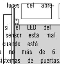 luces del abre- si el LED del sensor está mal cuando está no más de 6 istemas de puertas.