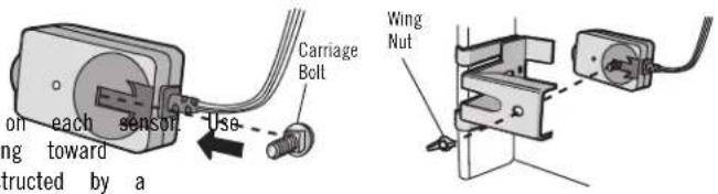 on each sensor wing toward structured by a Carriage Bolt Use Wing Nut