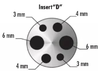 Insert"D" 3 mm 4 mm 6 mm 6 mm 4 mm 3 mm