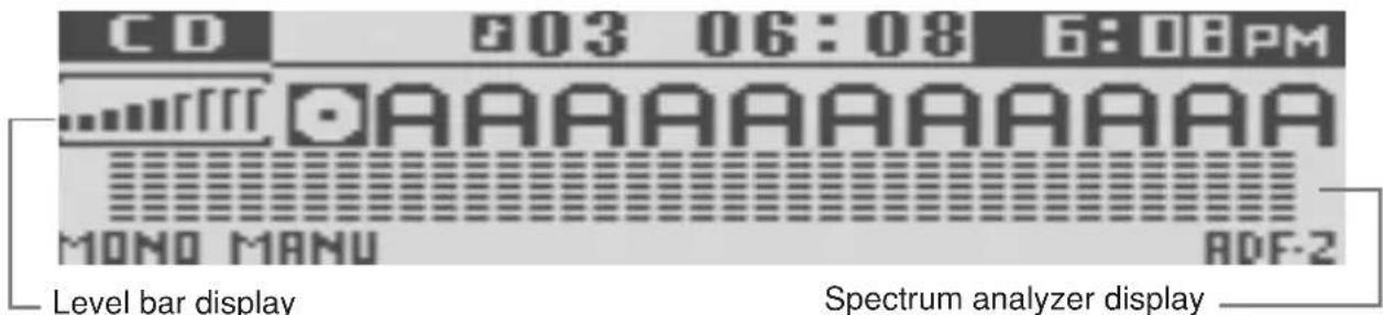 CD 03 06:08 6:08PM OAAAAA MONO MANU ADF-2 Level bar display Spectrum analyzer display