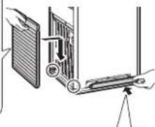 Diagram showing a mechanical or electrical device with labeled components and directional arrows indicating motion or assembly.