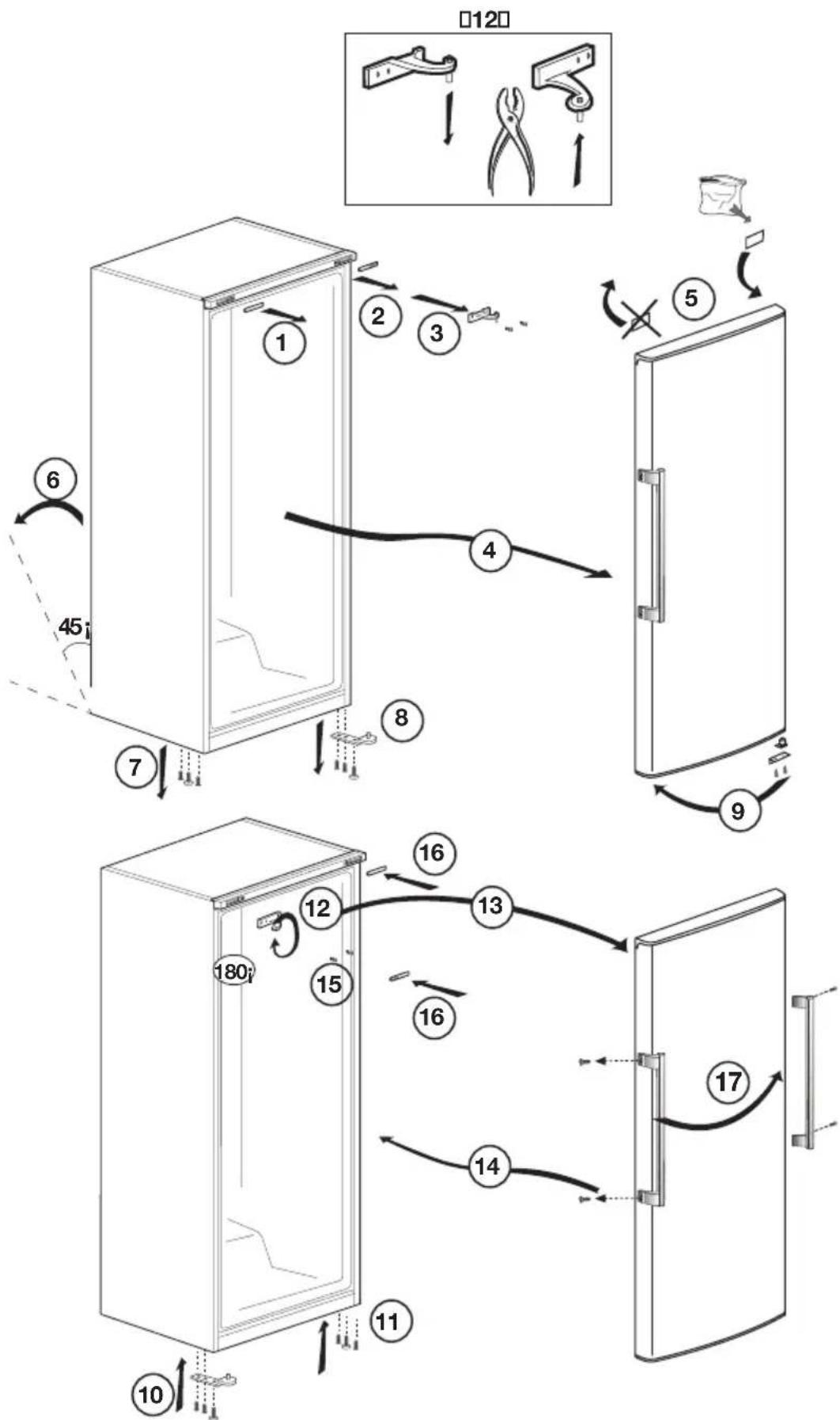 GRAM FS 4316-90 N X/2 - De openingsrichting van de deur wijzigen - 1
