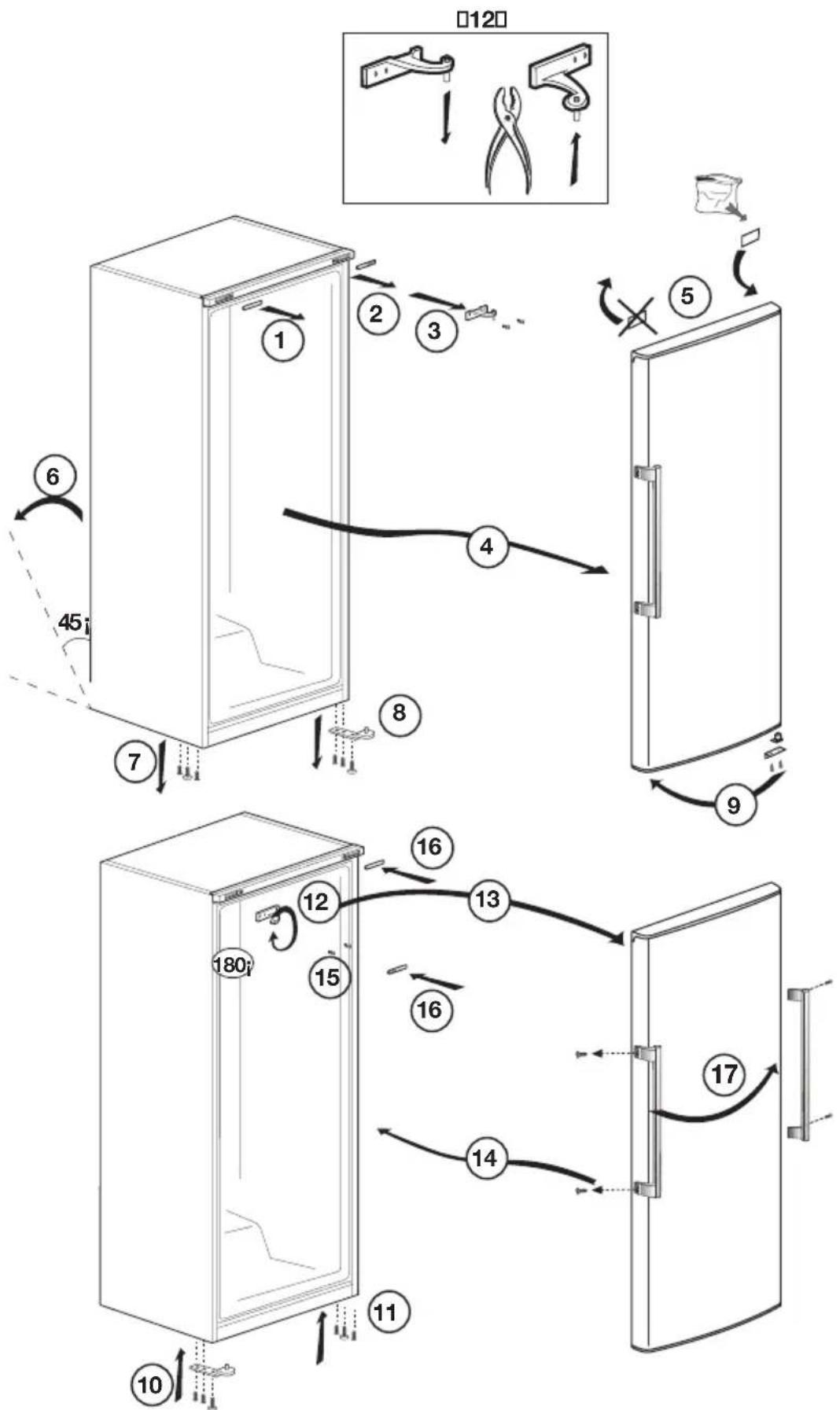 GRAM FS 4316-90 N/2 - De openingsrichting van de deur wijzigen - 1