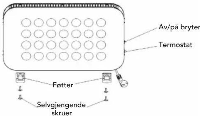 Av/på bryter Termostat Føtter Selvgjengende skruer