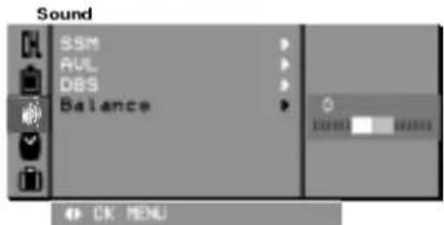 Sound SSM AUL DBS Balance OK MENU