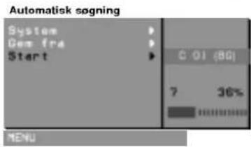Automatisk sogning System Dom fra Start C 01 (80) 7 30% MENU