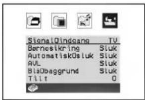 SignalQindgang TV Børnesikring Sluk AutomatiskDsluk Sluk AVL Sluk BlaDbaggrund Sluk Tilt 0