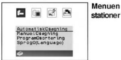 Menuen stationer AutomatiskCsegning ManualCsegning ProgramOsortering Sprog0(Language)