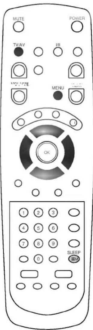 MUTE POWER TV/AV VII VOLIVE MENU OK SLEEP M