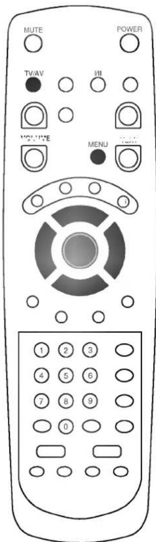 MUTE POWER TV/AV VII VOLUME MENU 1 2 3 4 5 6 7 8 9 0