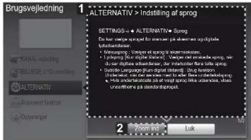 Brugsvejledning 1. ALTERNATIV > Indstilling af sprog SETTINGS: ➕ ALTERNATIV ➕ Sprog En kan værge sprogpt for username på skømen og digitale lydadsenser. • Menusprog - Værger et sprogpt i stermoskosten. • Lybopping (kan digitali idnes) - Værger det mørssede sprogpt, mån dæt spredige atrendene, der indelskoster for såte sprog. • Squiree sprogpt (kan digitali idnet) - Sprogpt funktion: Understand, det med ossees met til eller frems understandsprog • Håls undertelskost på et vargt sprogpt ikke udsenska, idses unterdikende på standardsproget. 2 Zoom ind Luk