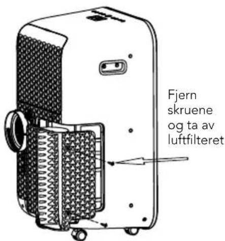Fjern skruene og ta av luftfilteret