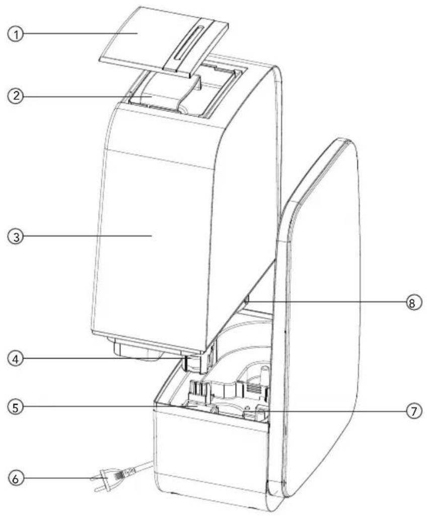 Technical diagram of a device with numbered parts for identification