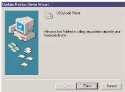 Update Device Driver Wizard USB Audio Player Windows has finished installing an updated driver for your hardware device +Enter Finish Cancel