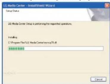 LG Media Center - InstallShield Wizard Setup Status LG Media Center Setup is performing the requested operations. Installing C:\Program Files\LG Media Center\ncorp71.dll Cancel