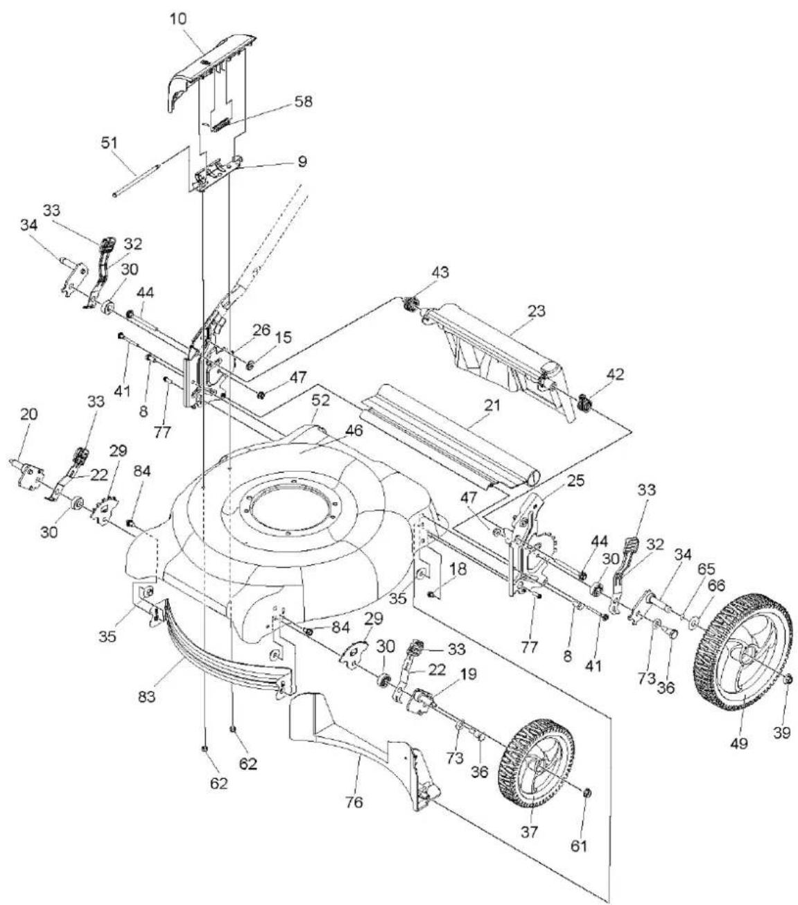Technical diagram of a mechanical assembly with numbered components for identification