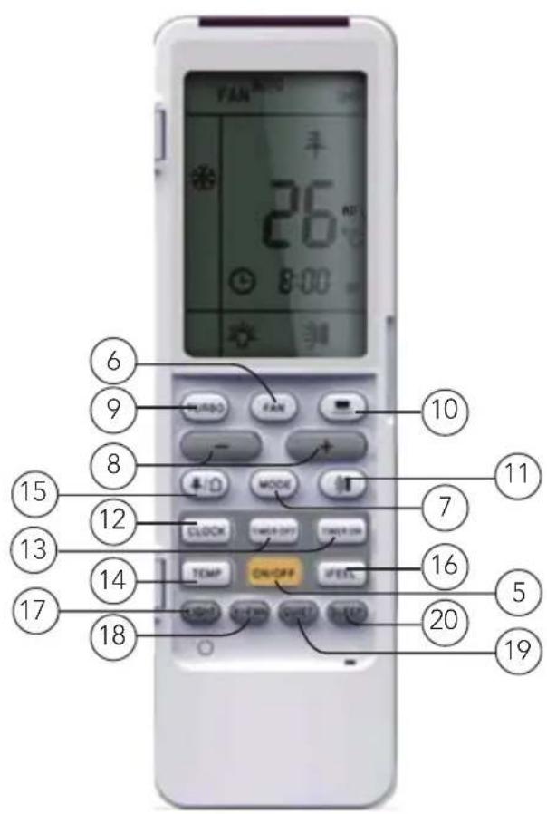 FAN 26 WTR 8:00 6 9 10 HUBO FAN - + 8 15 12 7 11 13 14 16 17 18 ON/OFF 20 5 19