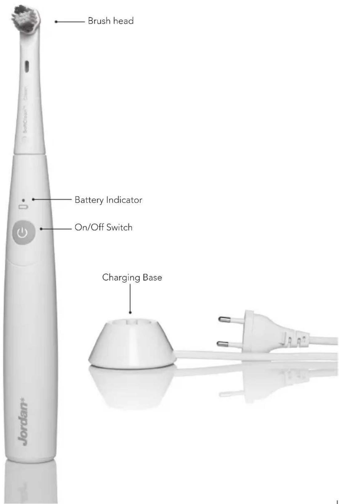 Brush head Battery Indicator On/Off Switch Charging Base Jordan*