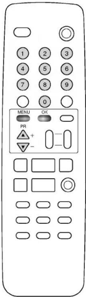 1 2 3 4 5 6 7 8 9 0 MENU OK PR + - -