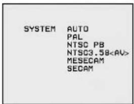 SYSTEM AUTO PAL NTSC PB NTSC3.58 MESECAM SECAM