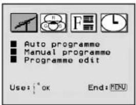 ■ Auto programme ■ Manual programme ■ Programme edit Use: |* ok End: FENU