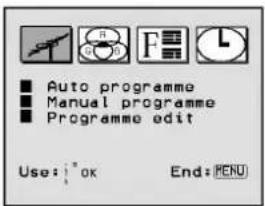 ■ Auto programme ■ Manual programme ■ Programme edit Use: "ok End: PENU