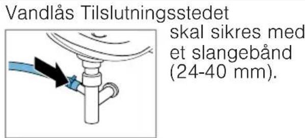 Vandlås Tilslutningsstedet skal sikres med et slangebånd (24-40 mm).