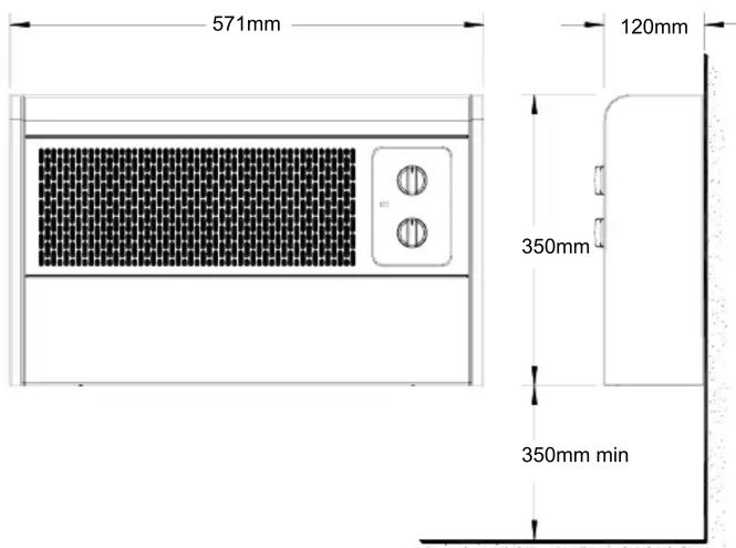 571mm 120mm 350mm 350mm min