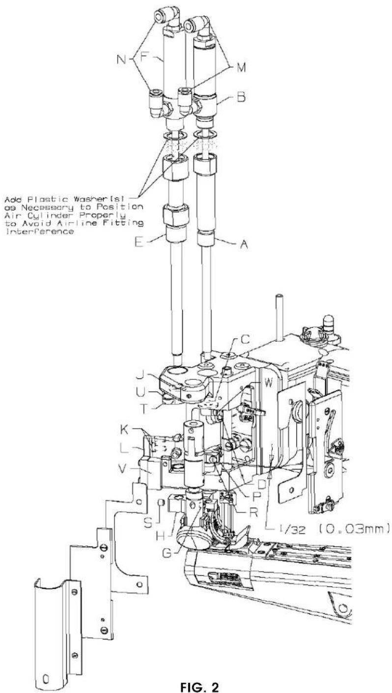 Add Plastic Washer (sl as Necessary to Position Air Cylinder Properly to Avoid Airline Fitting Interference FIG. 2