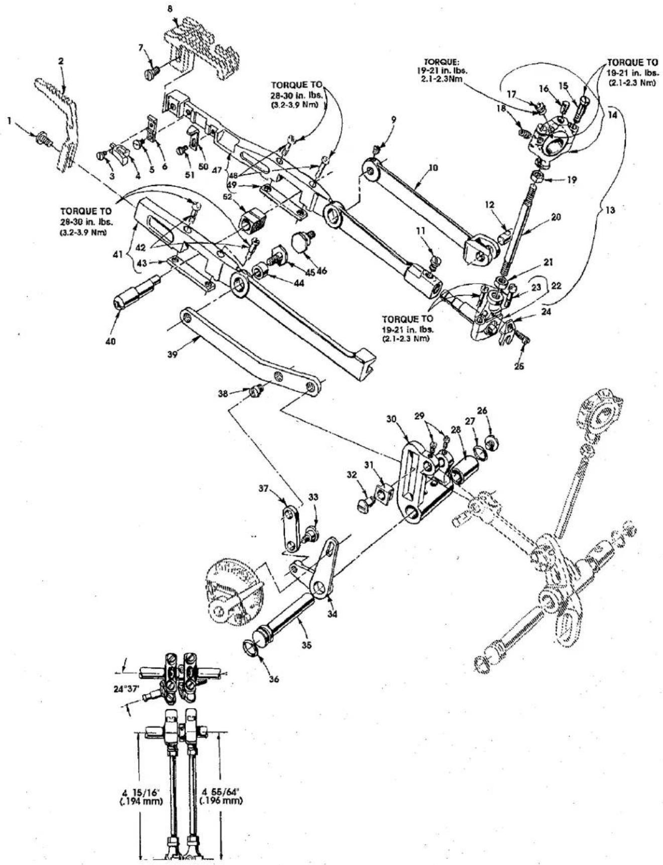 TORQUE TO 28-30 in. lbs. (3.2-3.9 Nm) TORQUE: 19-21 in. lbs. 2.1-2.3Nm TORQUE TO 19-21 in. lbs. (2.1-2.3 Nm) TORQUE TO 19-21 in. lbs. (2.1-2.3 Nm) TORQUE TO 28-30 in. lbs. (3.2-3.9 Nm) TORQUE TO 19-21 in. lbs. (2.1-2.3 Nm) 4 15/16" (.194 mm) 4 55/64" (.196 mm)