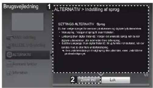 Brugsvejledning 1. ALTERNATIV > Indstilling af sprog SETTINGS ALTERNATIV Sprog Dut kan vajige sprog for merenter på indstilling og digital lydustriederer: • Manufacturing: Vajiger på sprog i stammoladen. • Lydssorg tiln digital listand: Vajiger som understning sprog, når du som digital lydustriederer de meromoder tiln sprog. • Sutter lodozaje: Kun diad listand: De for delten Understand, når der søndes med og eller andre understandspog; • Ike understendende på valg sprog like subordes +see understende på indstilling. 2 Zoom ind Lok