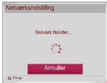 Netværksindstilling Netværk tilslutter... Annuller Forige