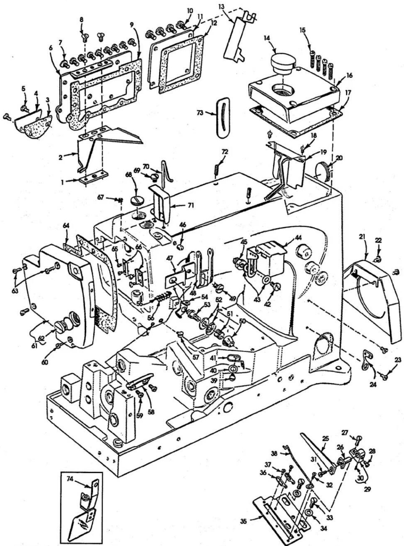 Technical diagram of an electronic device with numbered components for identification and assembly reference.