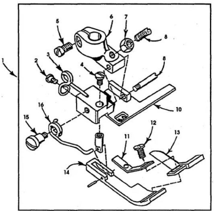 Technical diagram of a mechanical assembly with numbered components for identification