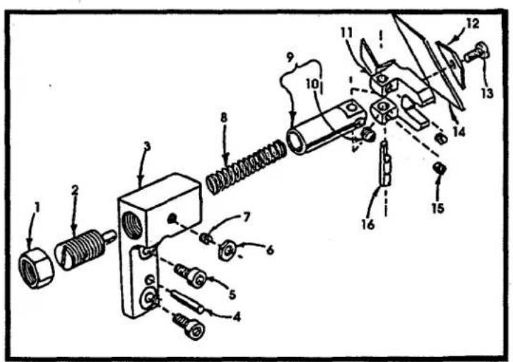 Technical diagram of a mechanical assembly with numbered components for identification