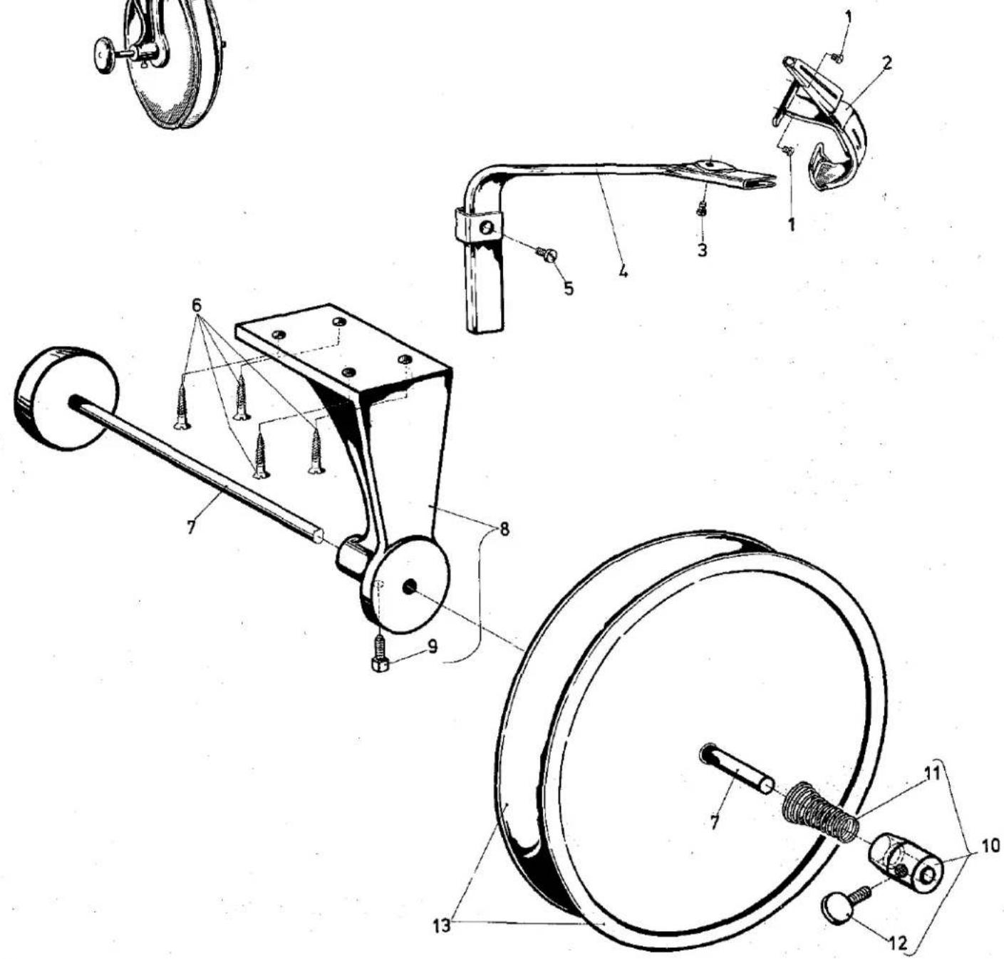 Technical diagram of a mechanical device with numbered components for identification and assembly reference.