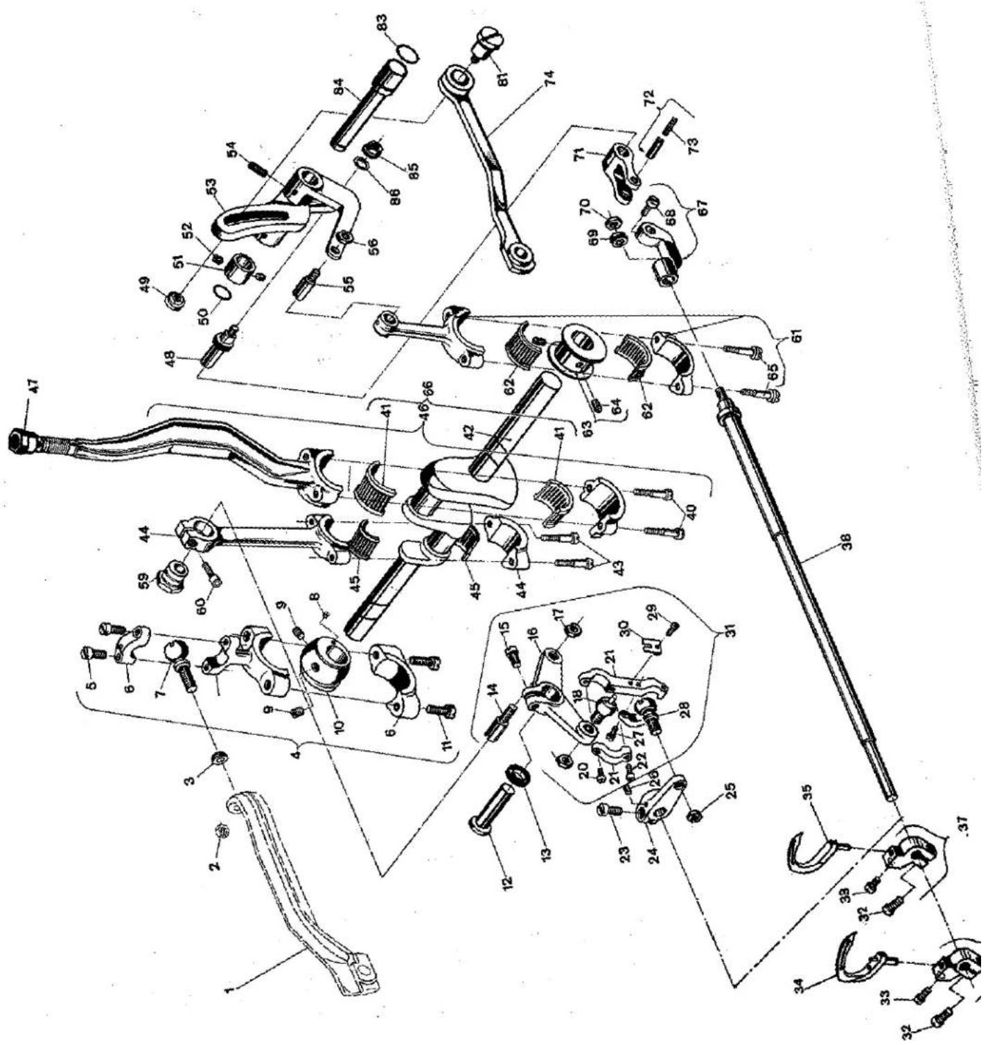 Technical diagram of a mechanical assembly with numbered parts for identification