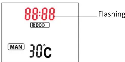 88:88 ECO MAN 30°C Flashing
