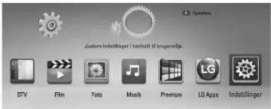 Jutters indstillinger i kashold til brugermöge. DTV Film Foto Musik Premium LG Apps Indstillinger