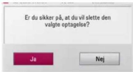 Er du sikker på, at du vil slette den valgte optagelse? Ja Nej