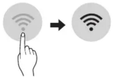 Diagram showing a hand interacting with a Wi-Fi icon and a Wi-Fi symbol, indicating wireless signal interaction.