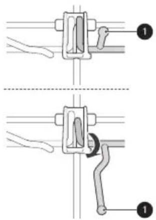 Technical diagram showing two mechanical assembly steps with labeled components and directional arrows