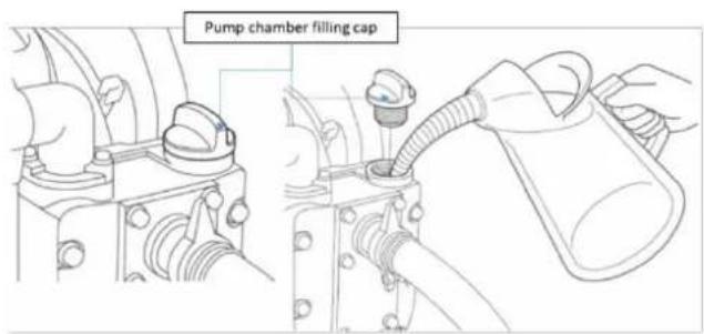 Pump chamber filling cap